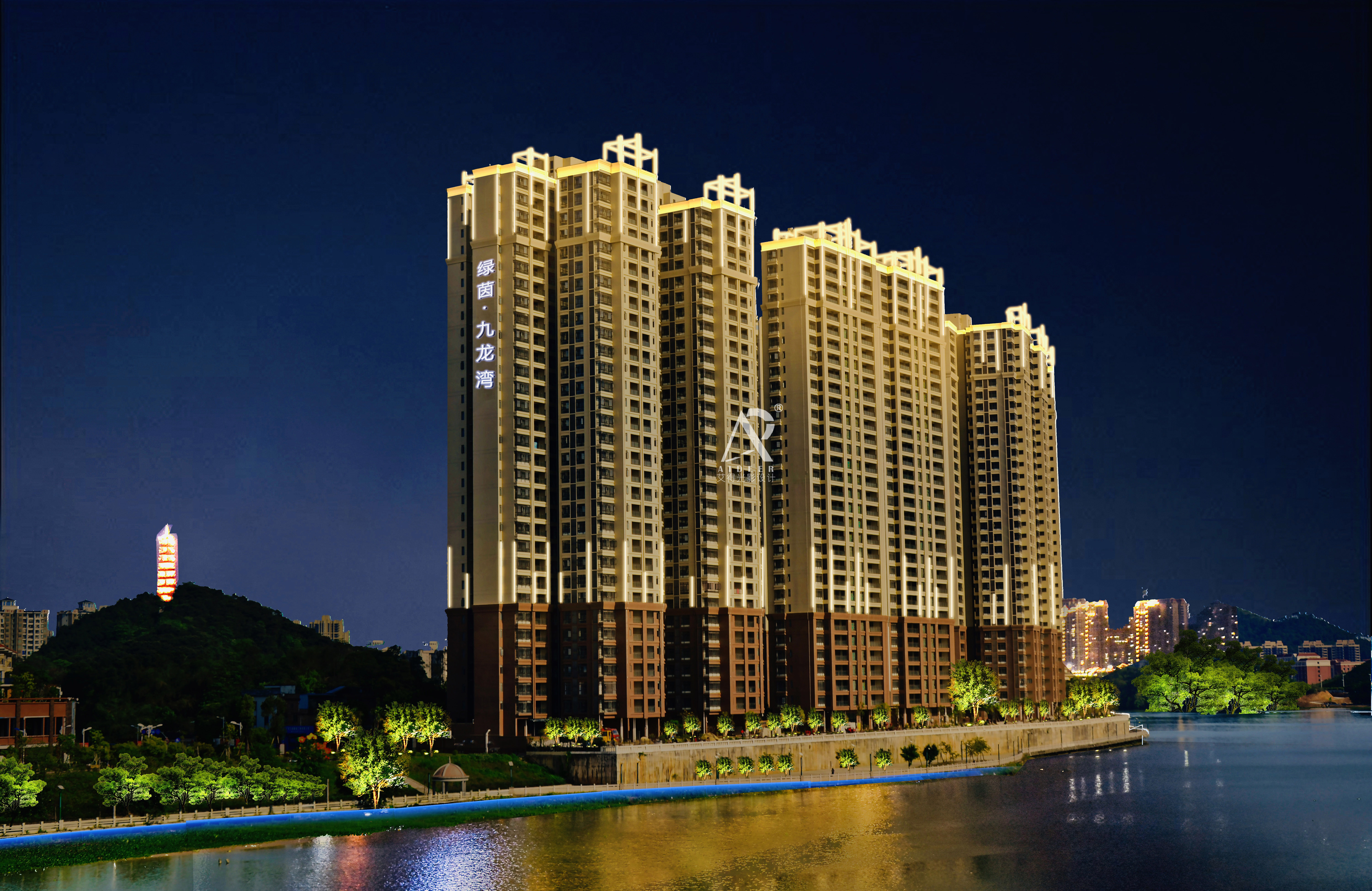 广东省四会市九龙湾沿江建筑体亮化户外工程设计——2022神灯奖申报