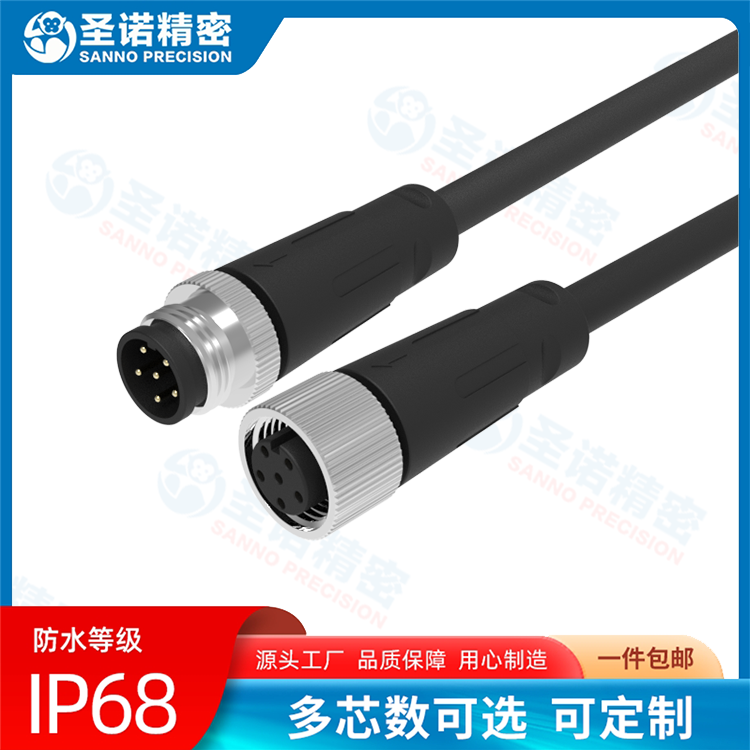 LP-M12对接6芯防水连接器