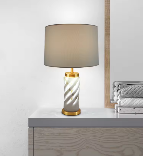 现代奢华简约精品大理石卧室床边装饰雪花石膏台灯