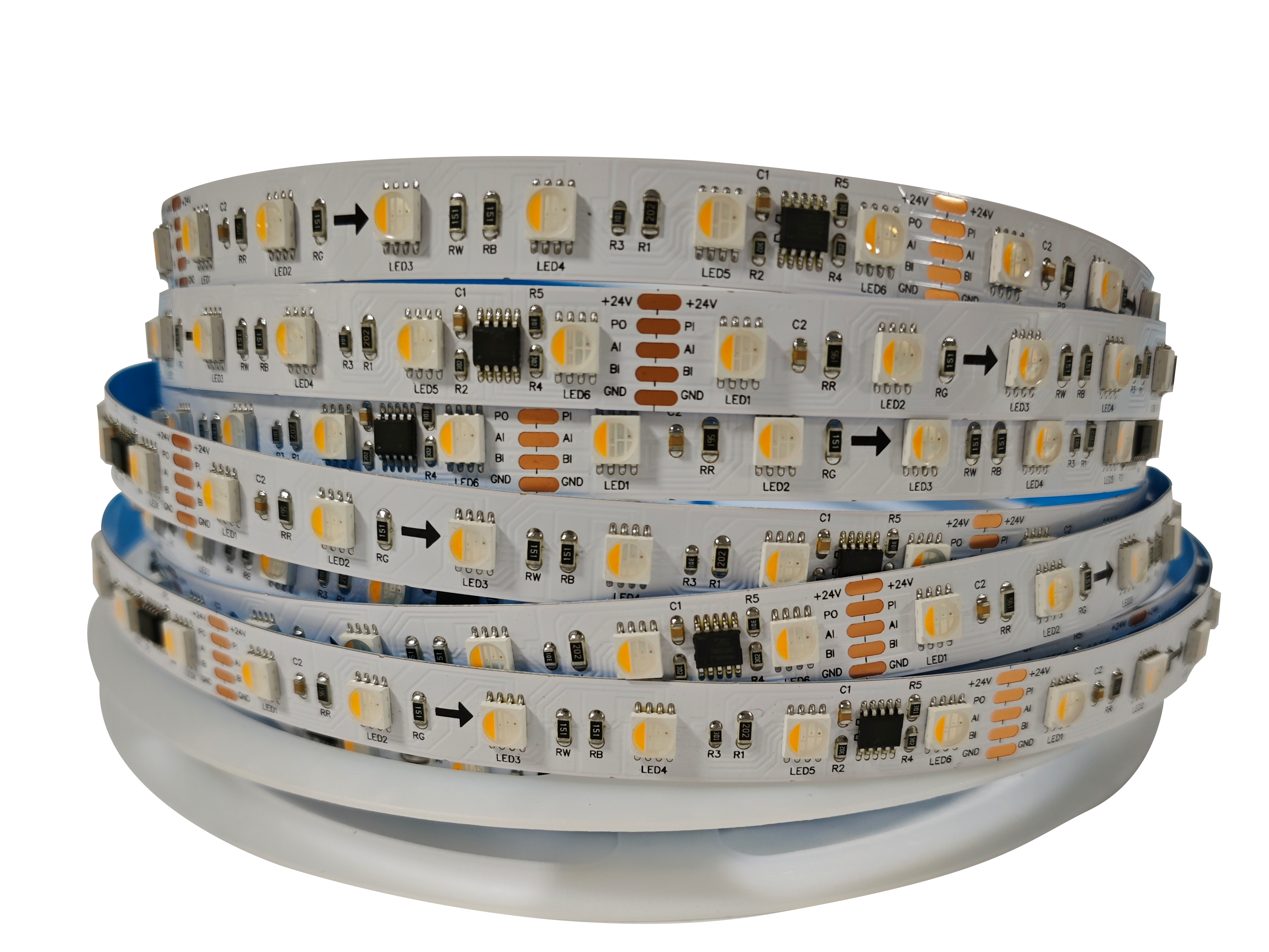 24VTM512AC板10段60灯RGBW暖白裸板