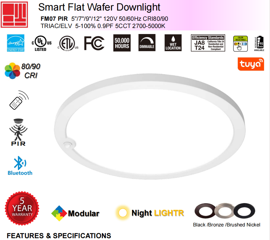 5档拔码调色温面板灯带氛围人体感应吸顶灯嵌入吸顶E27安装
