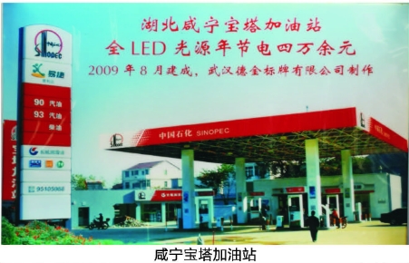 LED罩棚灯应用于咸宁宝塔加油站