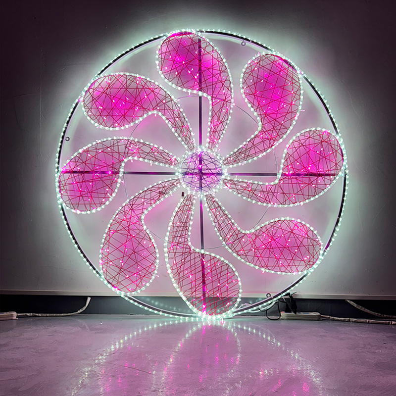 LED灯串户外防水花朵造型灯广场公园灯光节节日装饰路灯杆光景