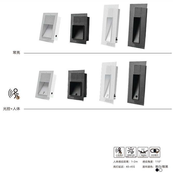  人体感应地脚灯 WBK08 光控+人体