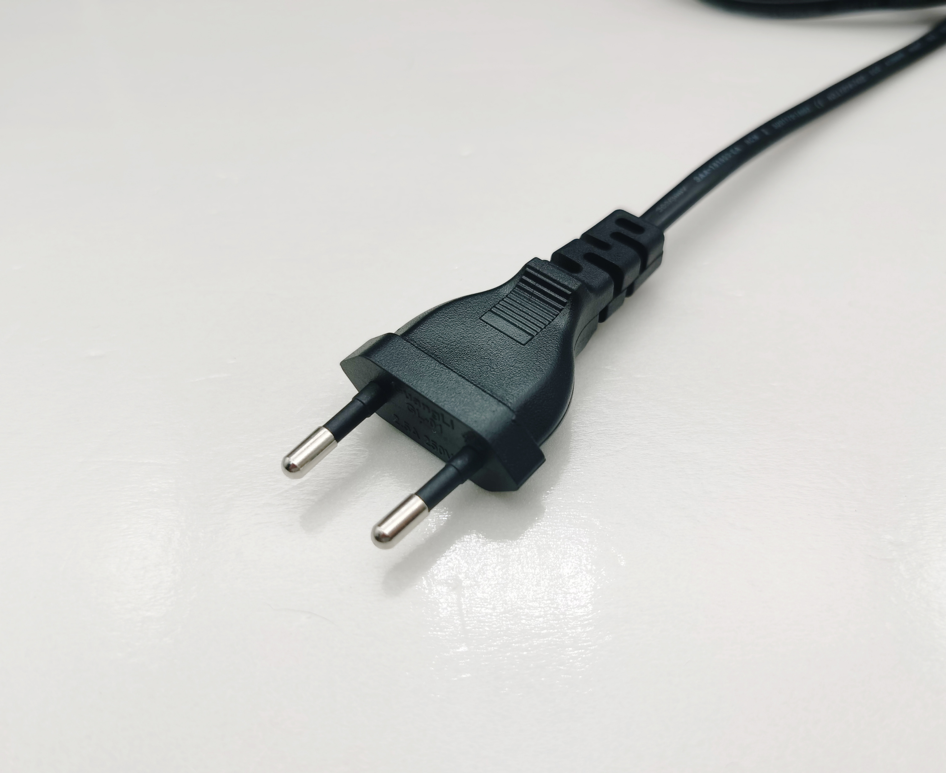 欧标两插VDE认证电源线2芯纯铜电源线加开关欧规两插