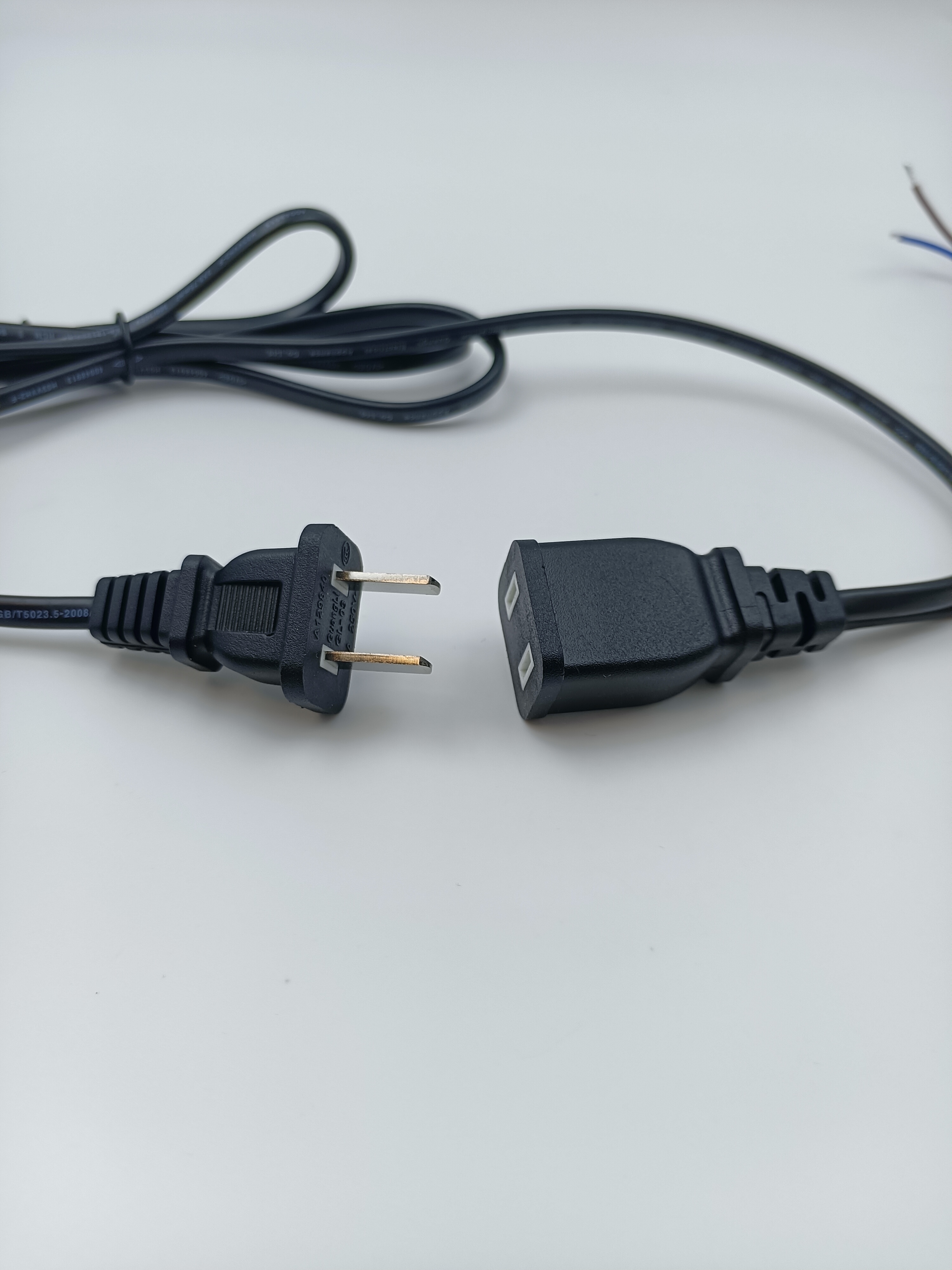 国标公母两插办公设备延长线公母二插大电源线二芯