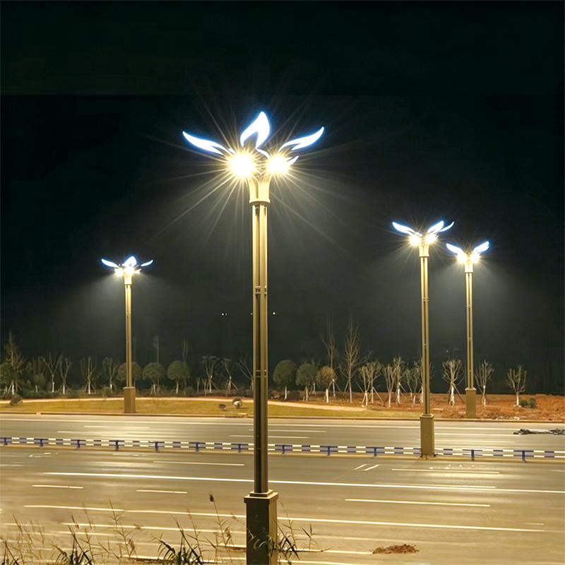 鳳凰羽翼造型 LED 景觀路燈適配城市主干道濱江道道路