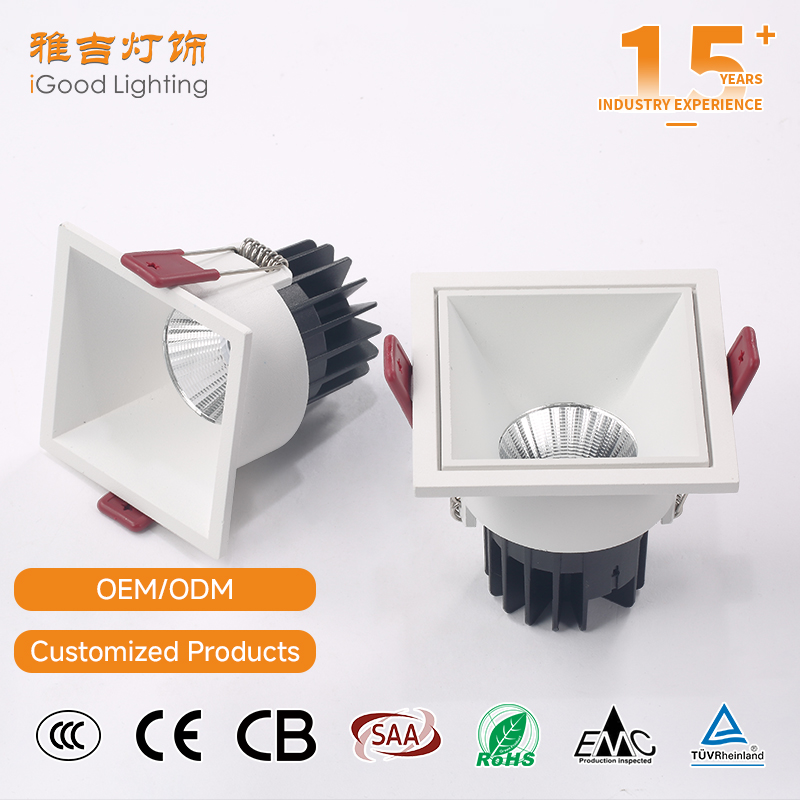嵌入式led方形高光效商用筒灯8W开孔75双头格栅灯厂家批发
